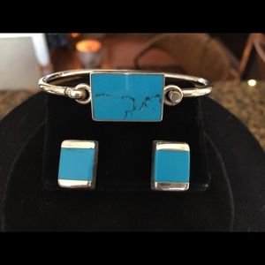 Sterling Silver  and Turquoise bracelet&earings